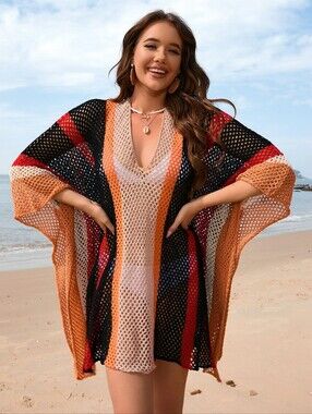 Luminous Sands Openwork Cover-Up - Black
